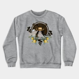 Cute little puppy friends with hat Crewneck Sweatshirt